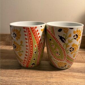 Rachel Ray Colorful Paisley Ceramic Mugs